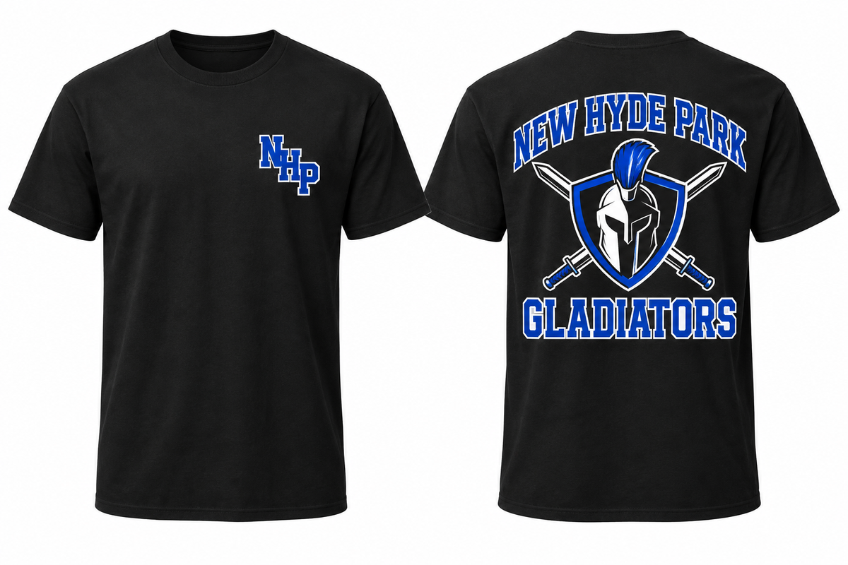 NEW HYDE PARK GLADIATORS black tee front and back