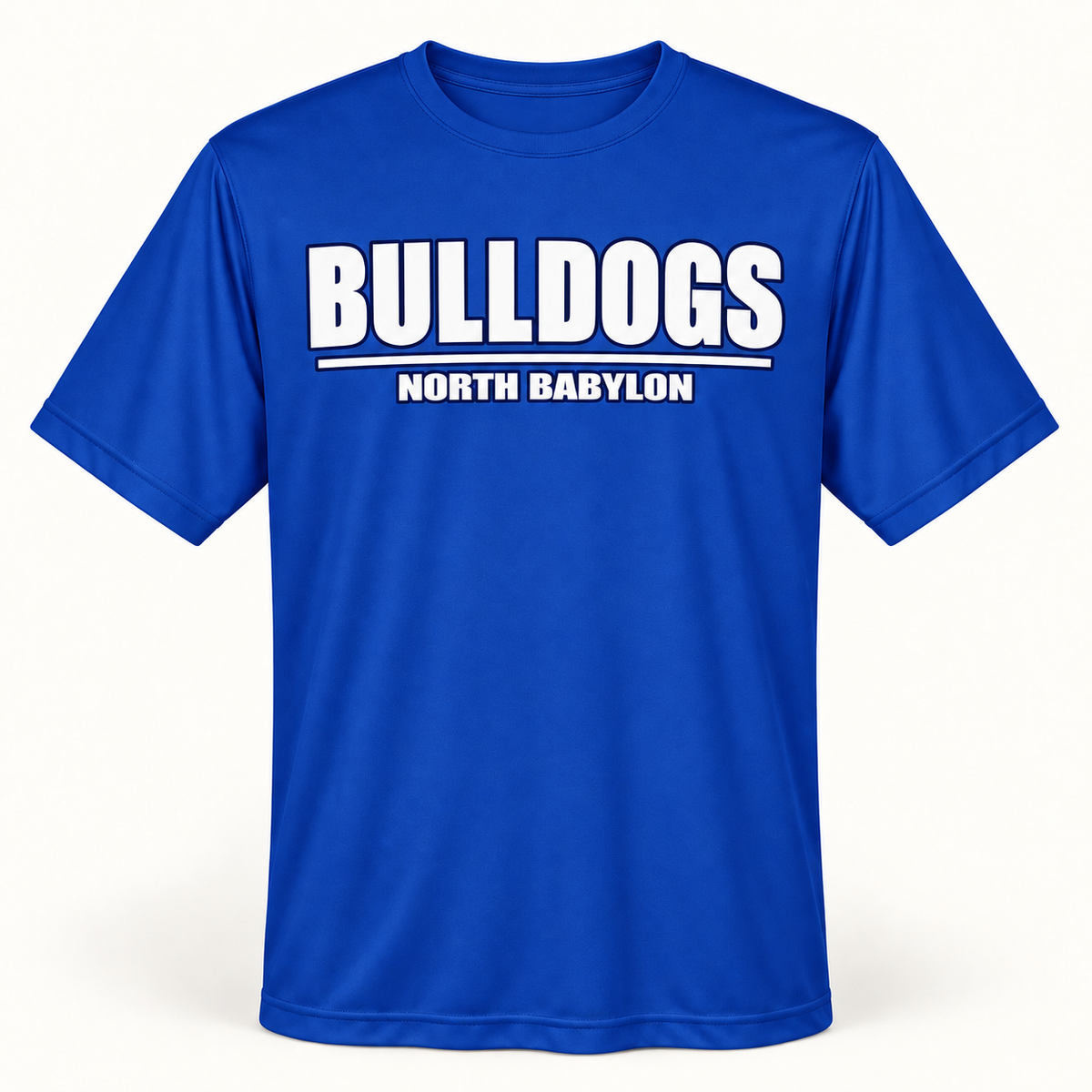 North Babylon Bulldogs Performance Moisture-Wicking T-Shirt in Sport Royal, front view