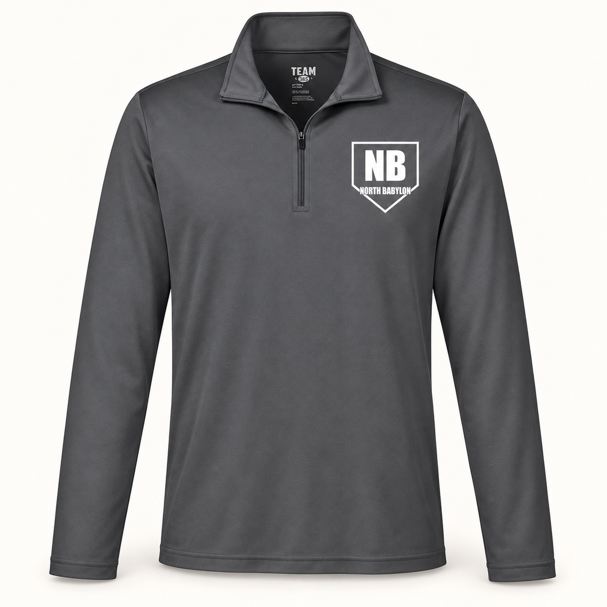 North Babylon Bulldogs Performance Quarter-Zip in Sport Graphite, front view