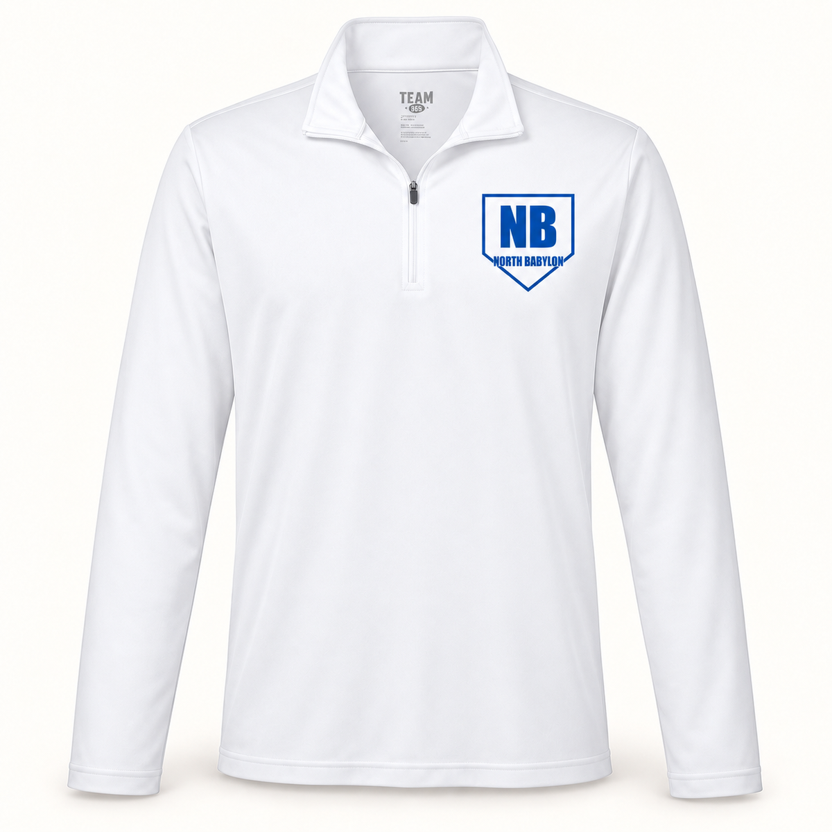 North Babylon Bulldogs Performance Quarter-Zip in White, front view