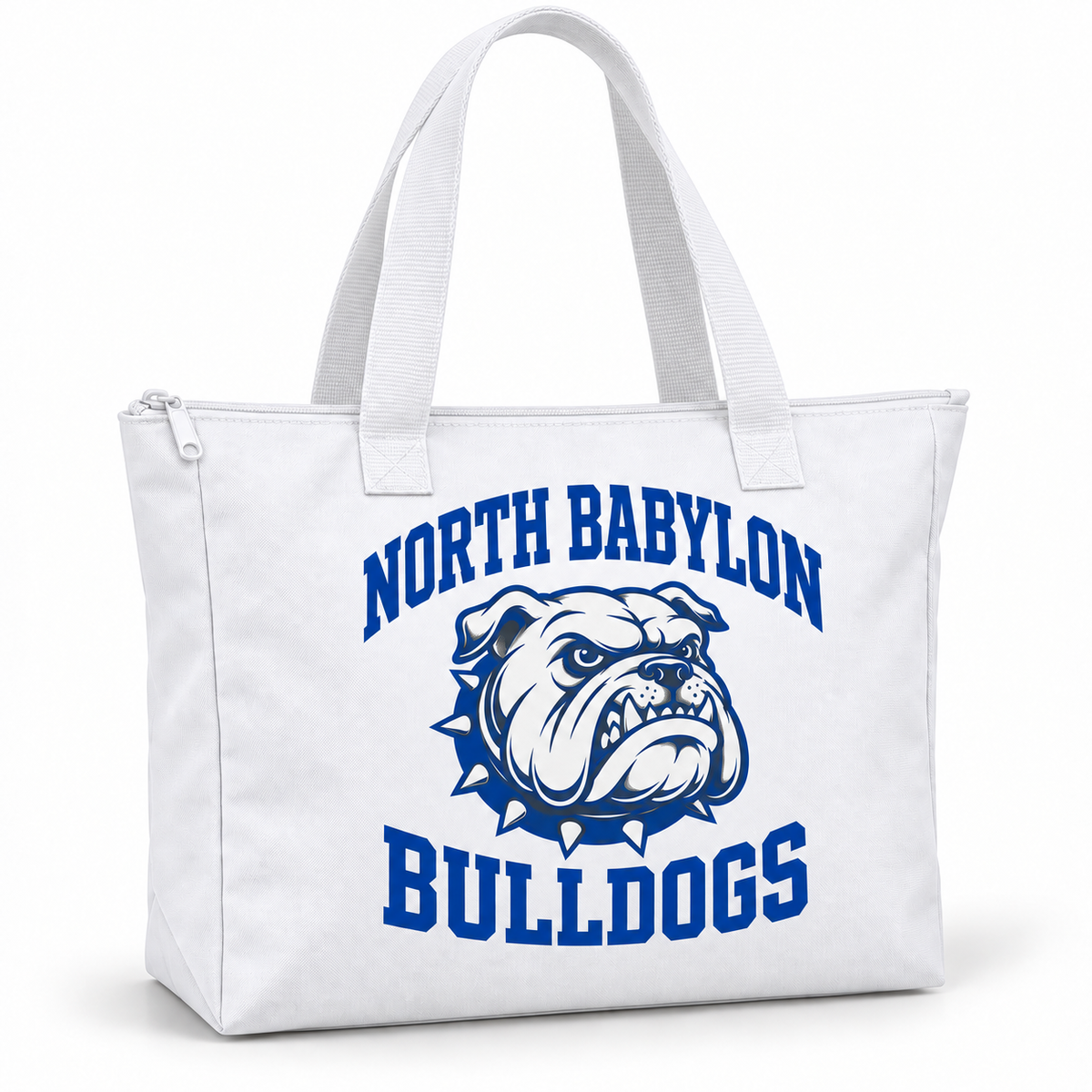 North Babylon Bulldogs polyester zip bag in White