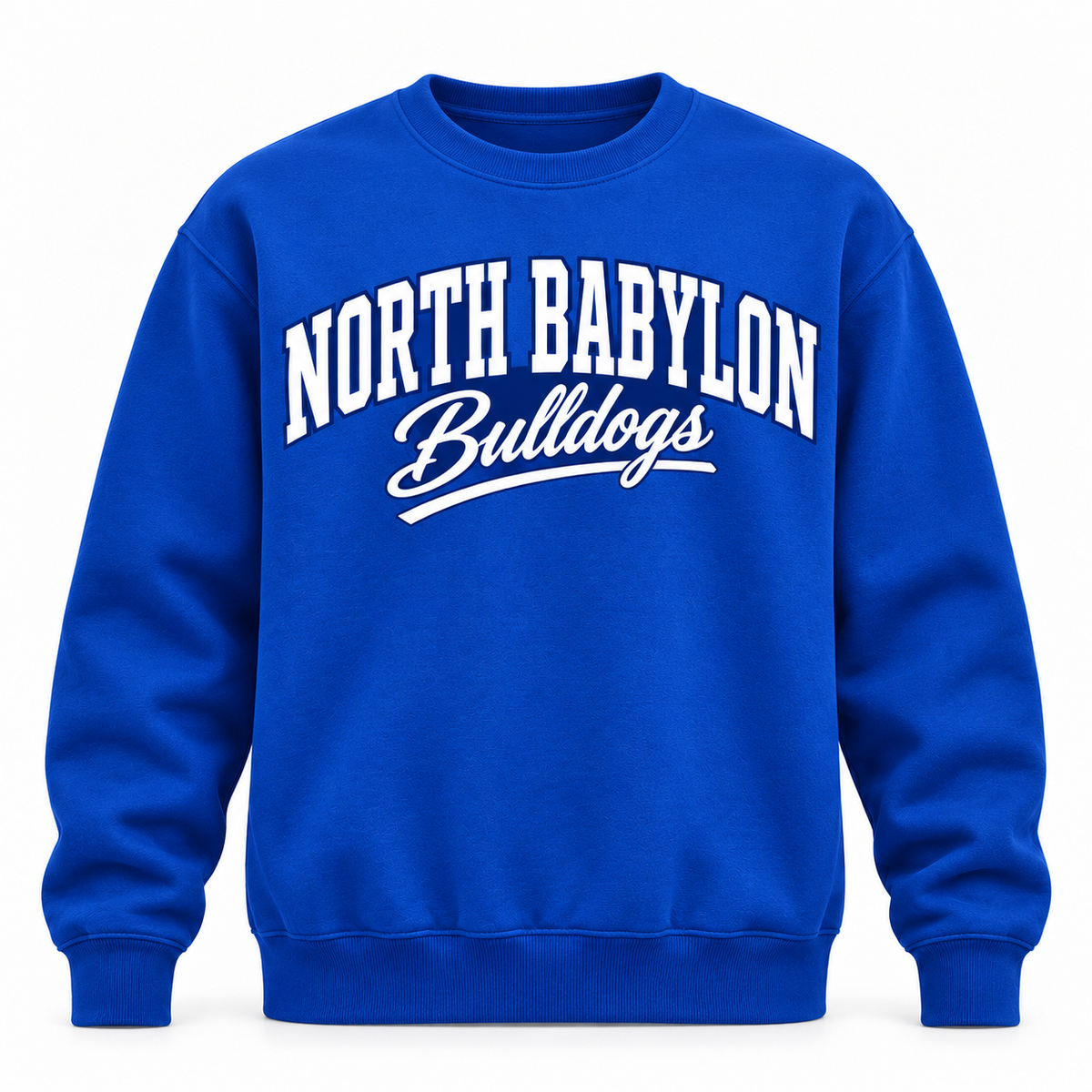 North Babylon Bulldogs Campus Script Crewneck in Royal Blue