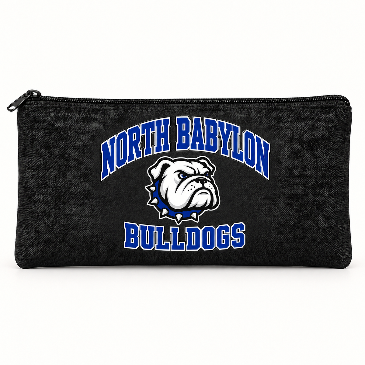 North Babylon Bulldogs Campus Zippered Pencil Pouch — Black