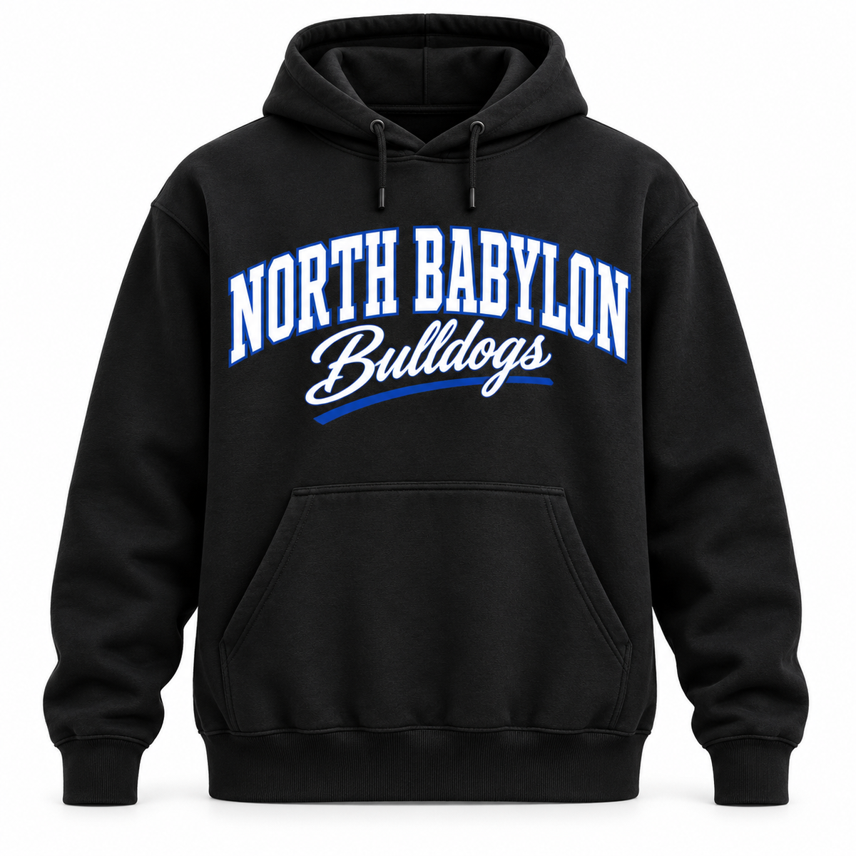 North Babylon Bulldogs Campus Script Hoodie in Black
