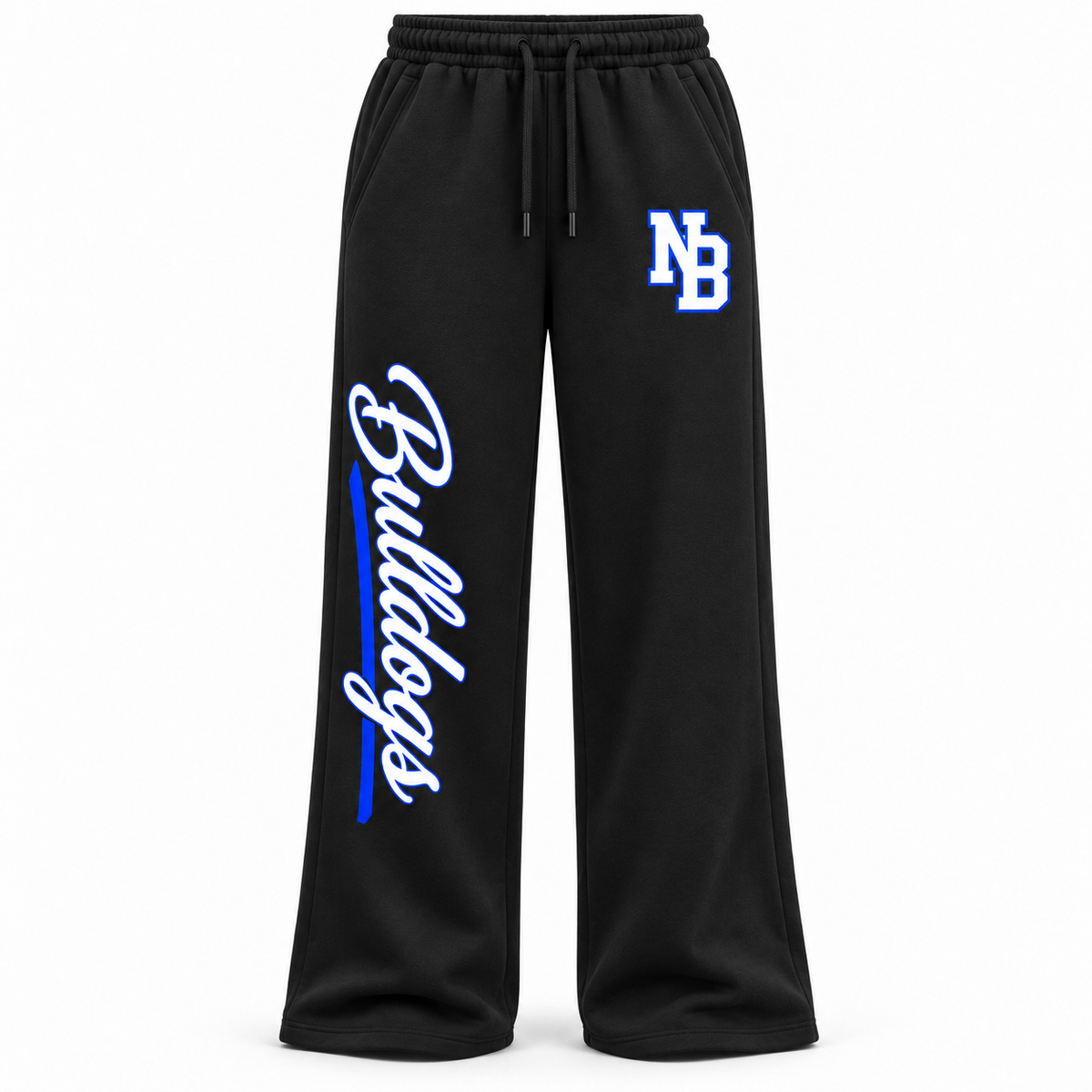 North Babylon Bulldogs Campus Script Wide-Leg Sweatpants in Black