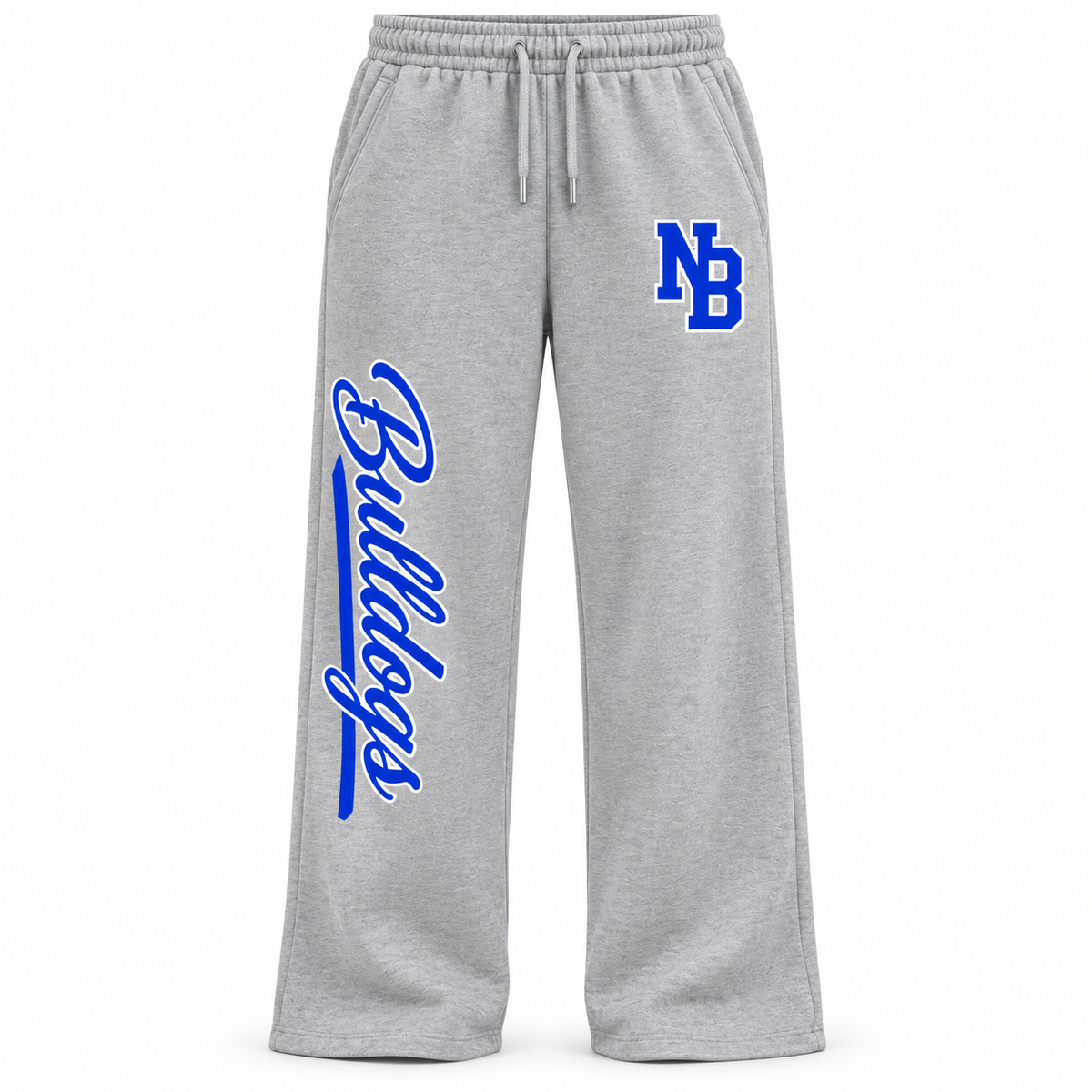 North Babylon Bulldogs Campus Script Wide-Leg Sweatpants in Heather Gray