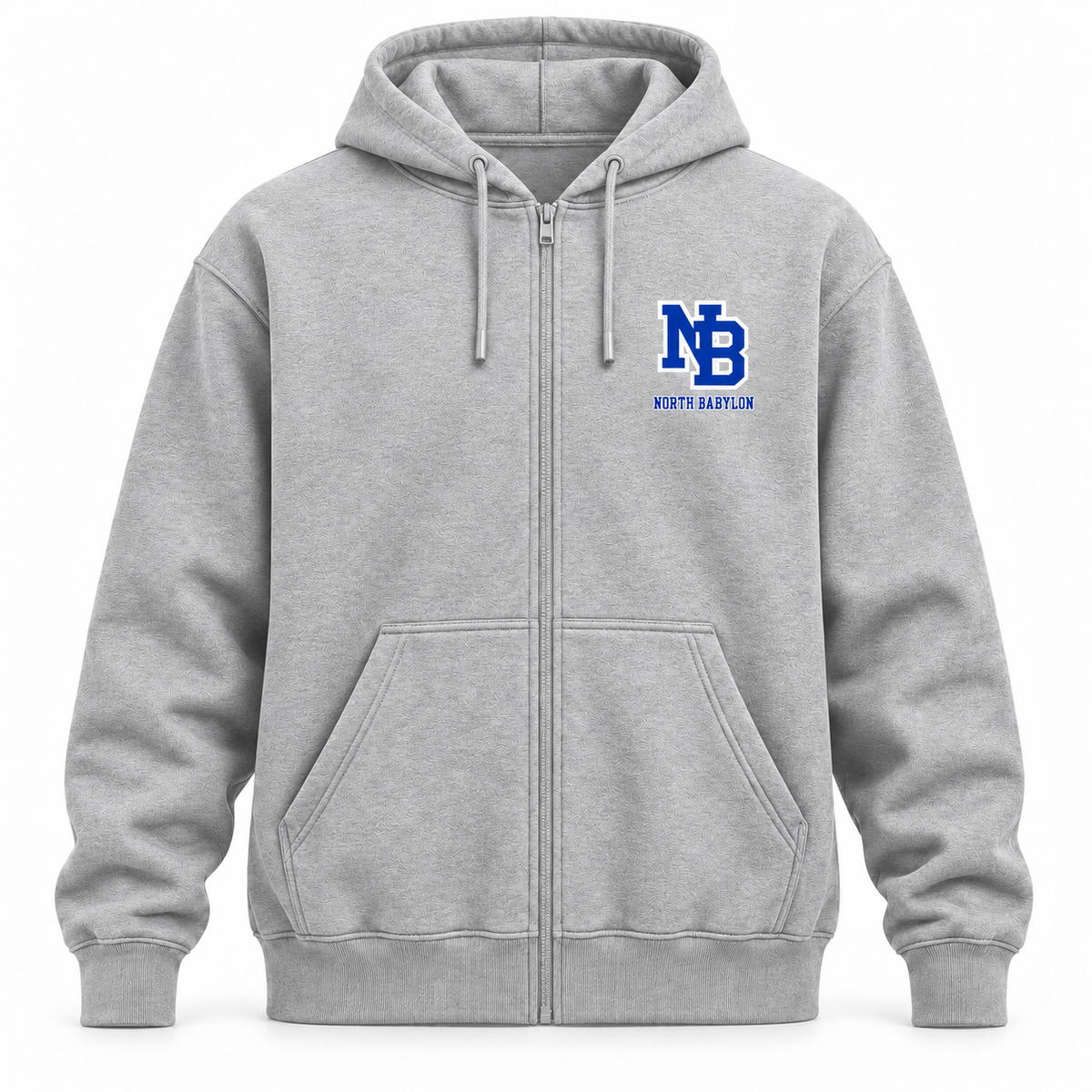 North Babylon Bulldogs Campus NB Zip Hoodie in Heather Gray