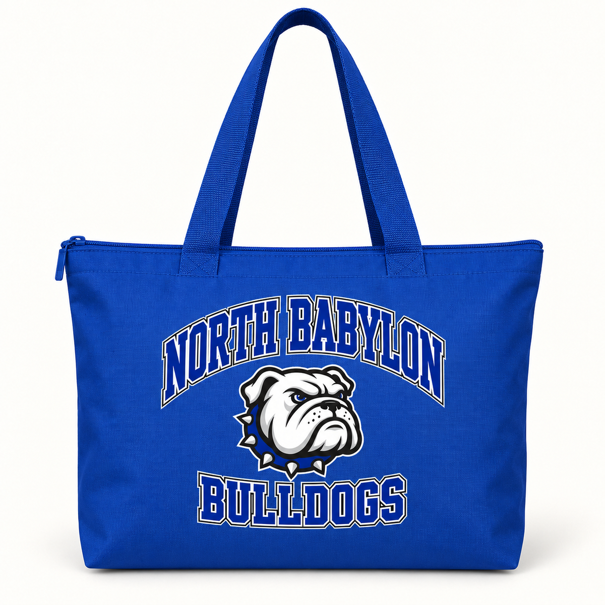 North Babylon Bulldogs Campus Zippered Tote Bag — Royal Blue