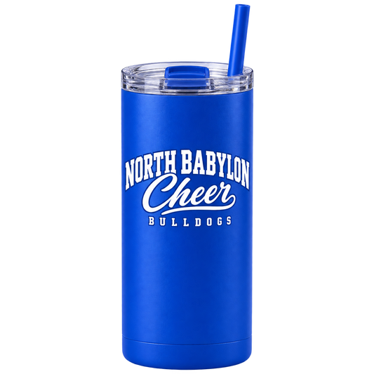 North Babylon Bulldogs Cheer 20 oz skinny tumbler in Blue