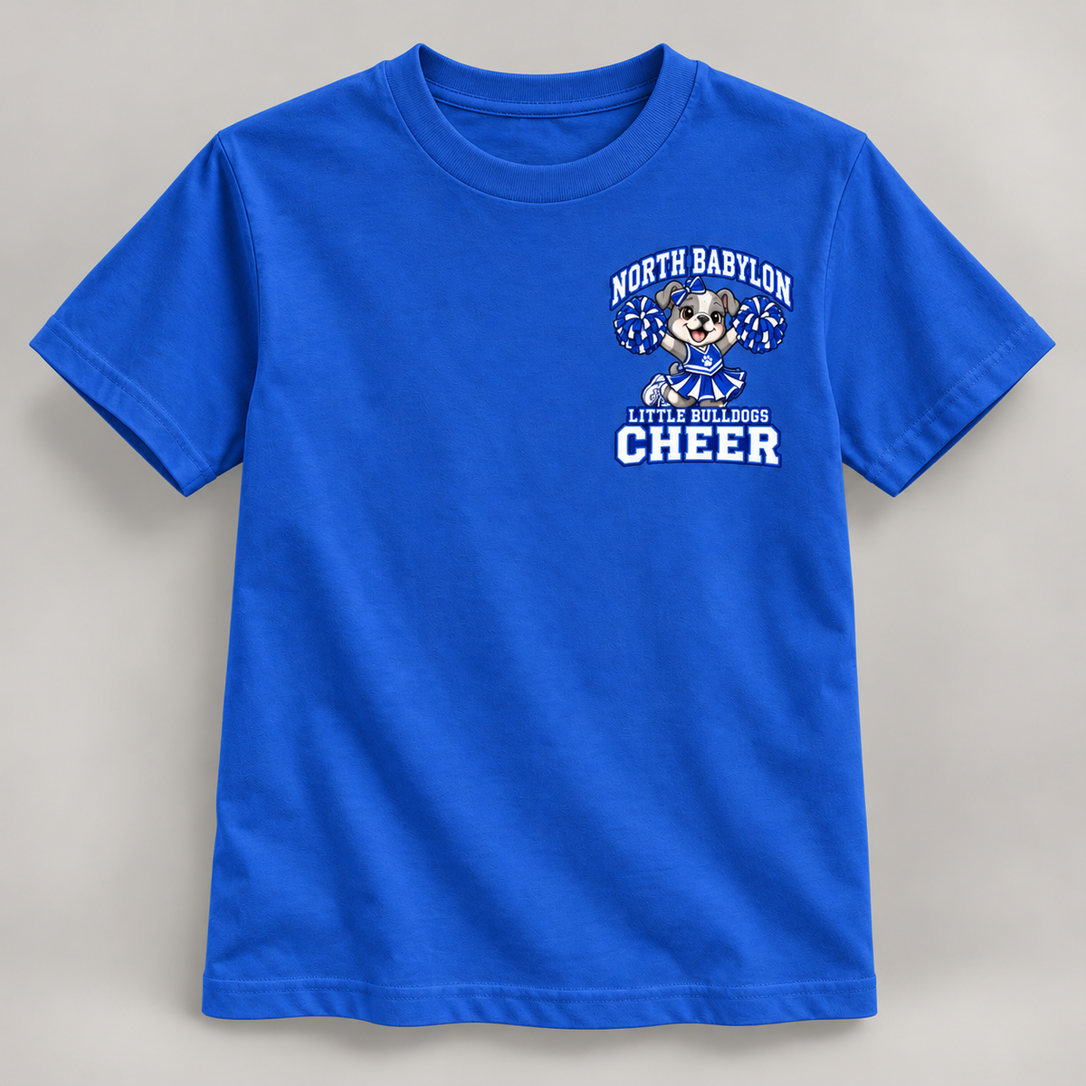 North Babylon Little Bulldogs Cheer youth T-shirt in Royal Blue