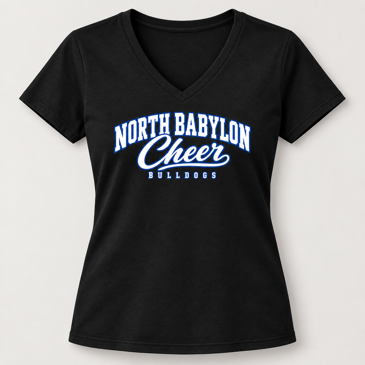 Jet Black North Babylon Bulldogs Cheer women's V-neck T-shirt