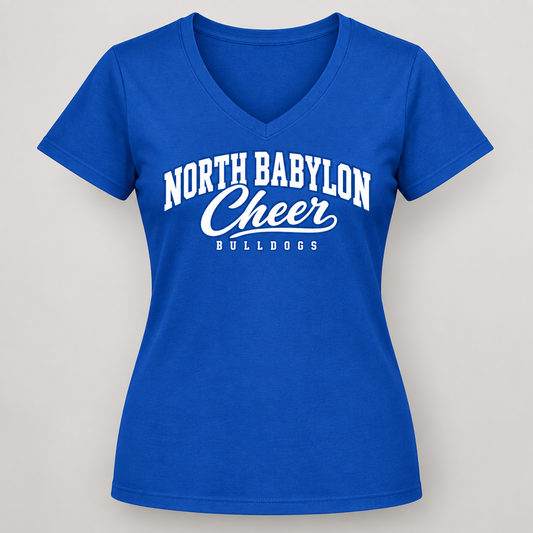 Royal North Babylon Bulldogs Cheer women's V-neck T-shirt