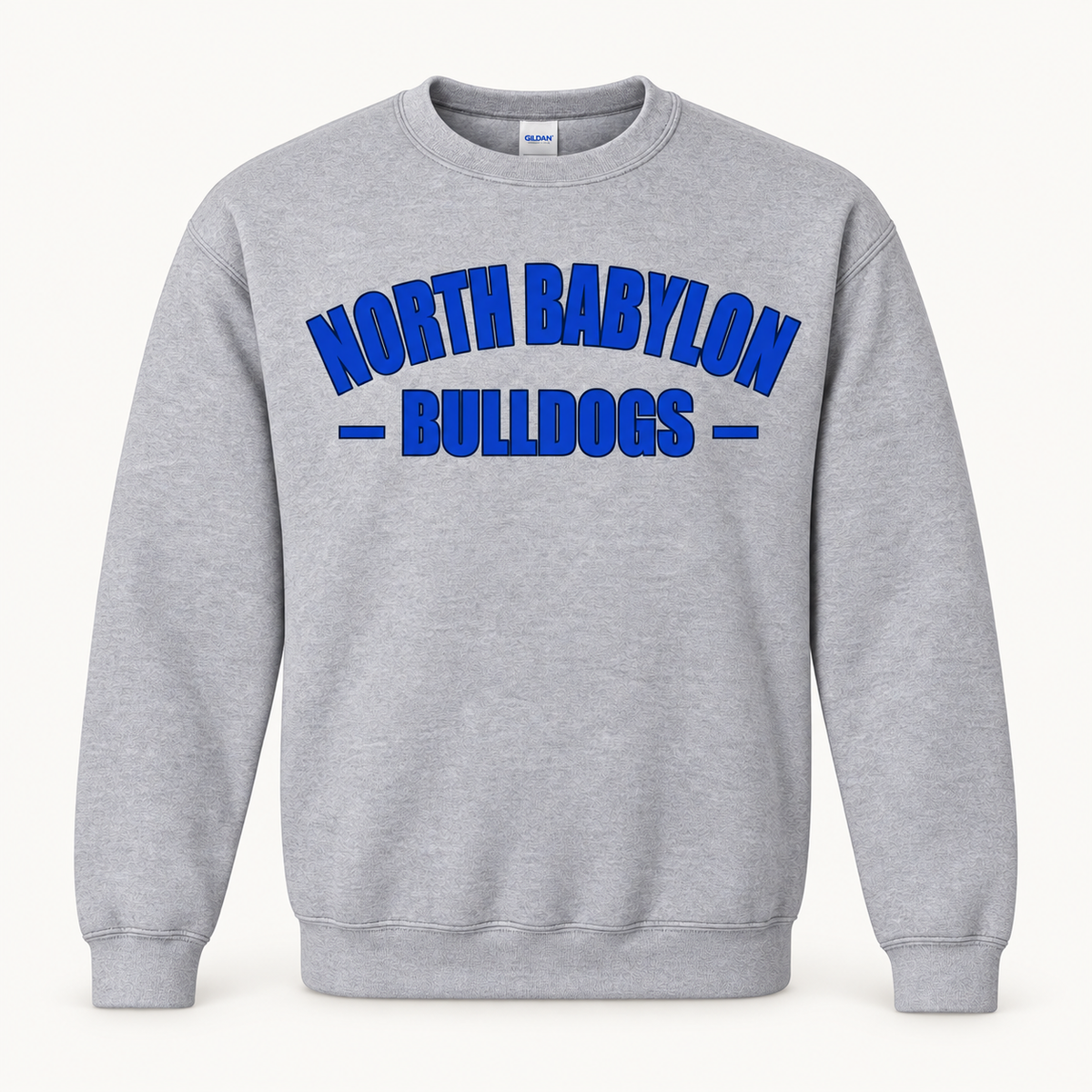 North Babylon Collegiate Crewneck Sweatshirt in Sport Grey, front view