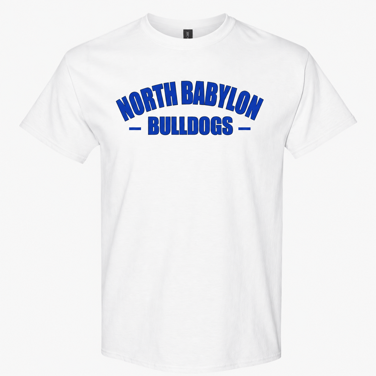 North Babylon Collegiate Lettering T-Shirt in White, front view