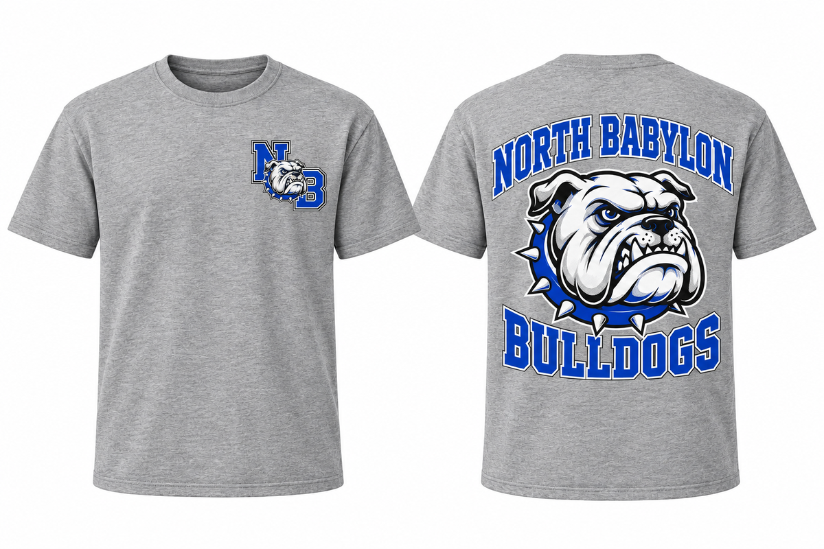 North Babylon gray front and back