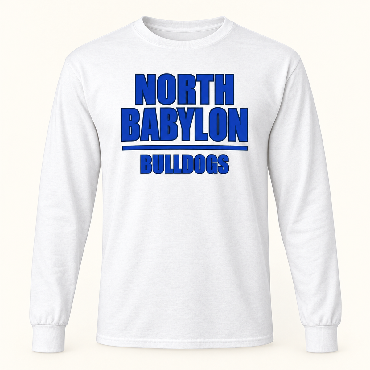 North Babylon Long-Sleeve T-Shirt in White, front view