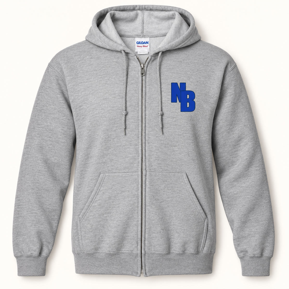 North Babylon NB Full-Zip Hoodie in Sport Grey, front view