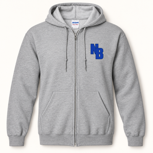 North Babylon NB Full-Zip Hoodie in Sport Grey, front view