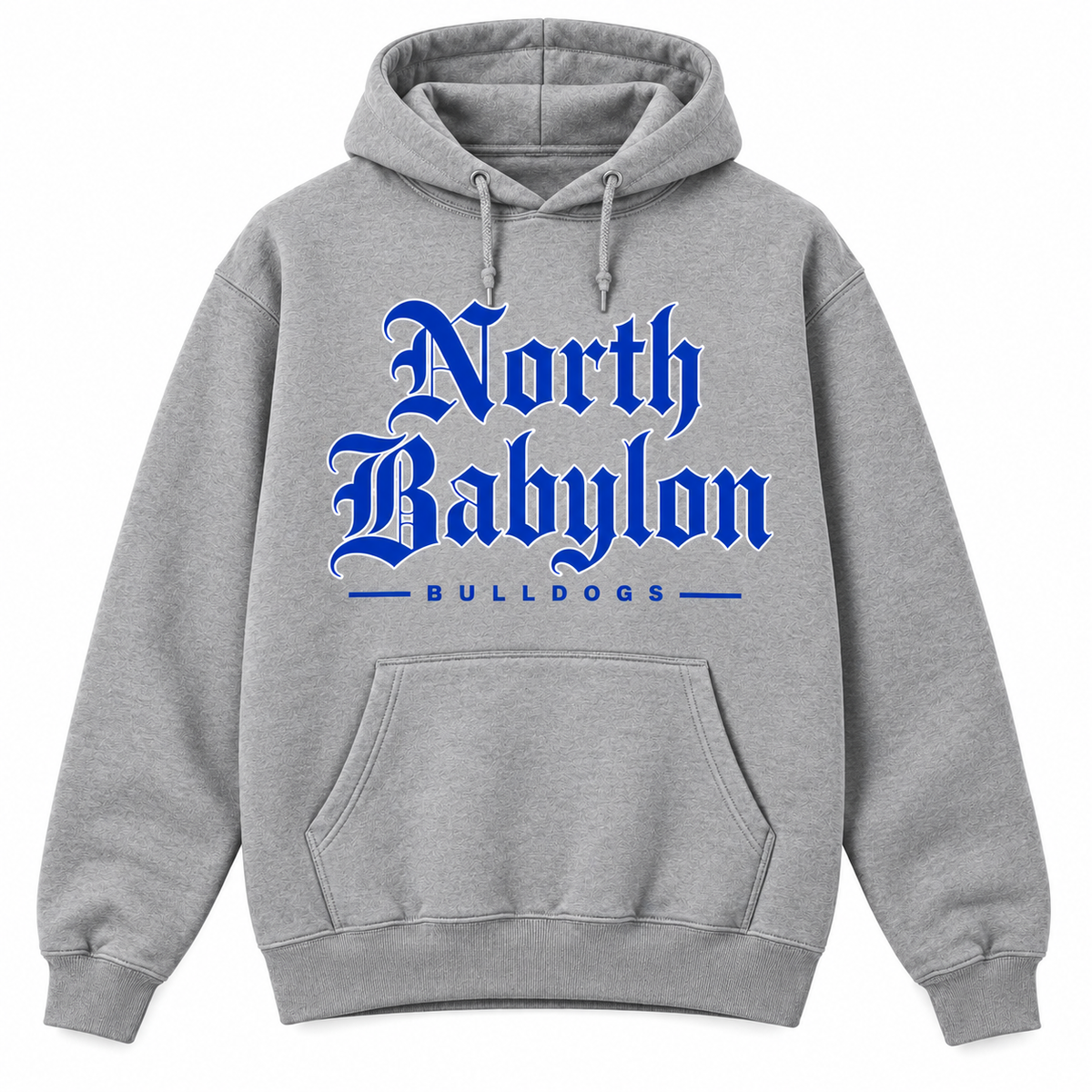 North Babylon Bulldogs Old English Hoodie gray