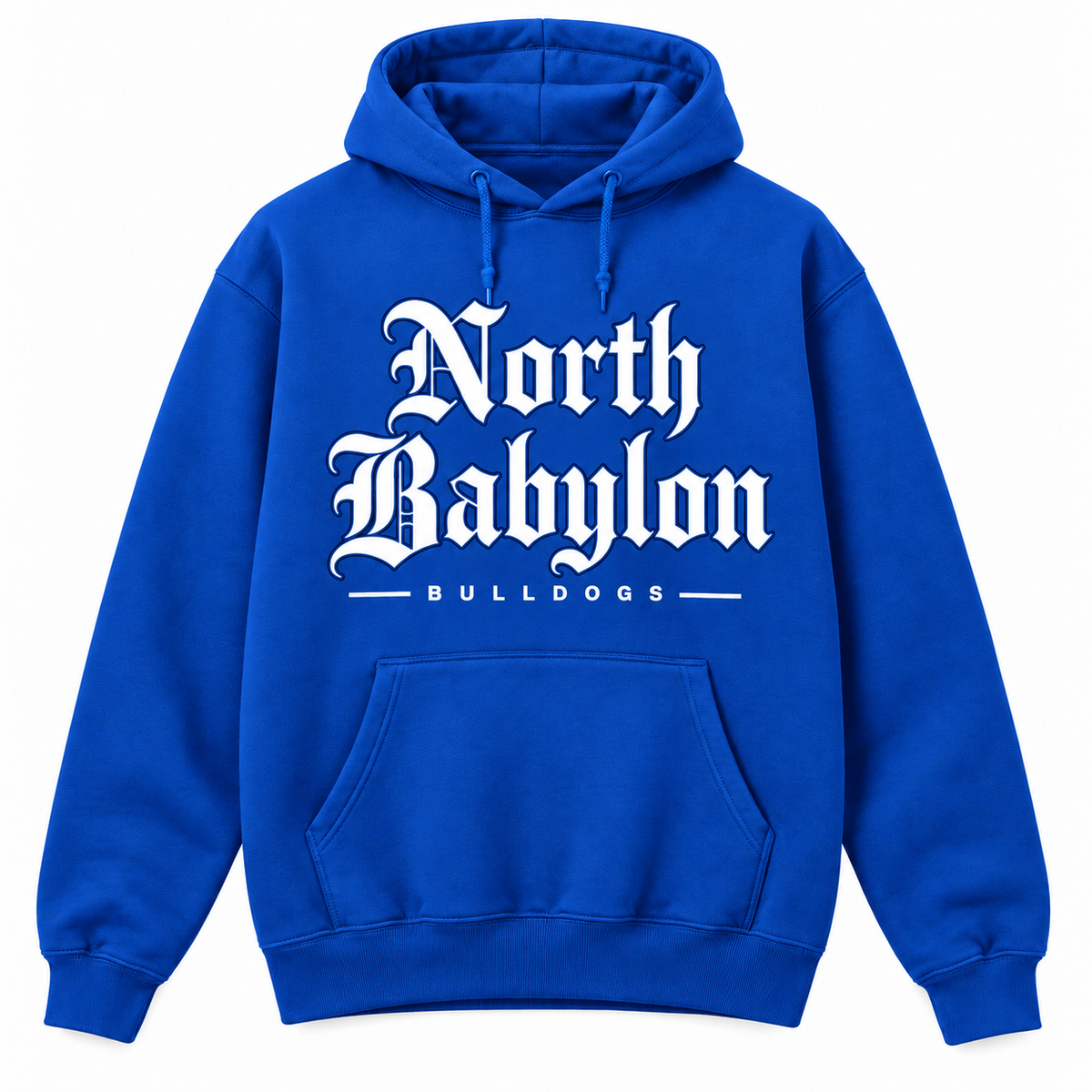 North Babylon Bulldogs Old English Hoodie royal