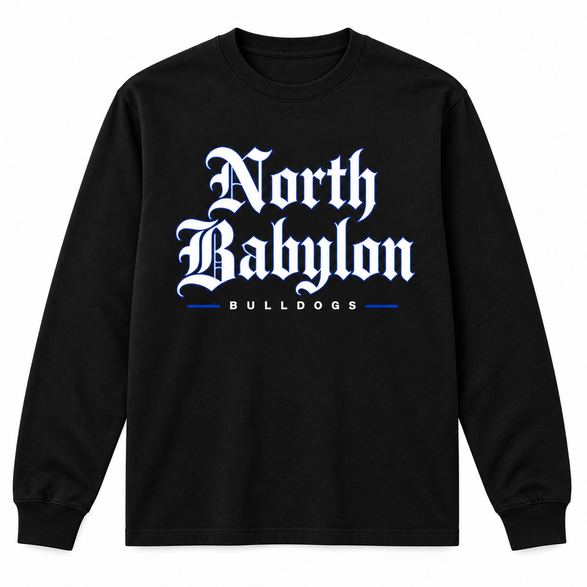 North Babylon Bulldogs Old English Long-Sleeve T-Shirt black