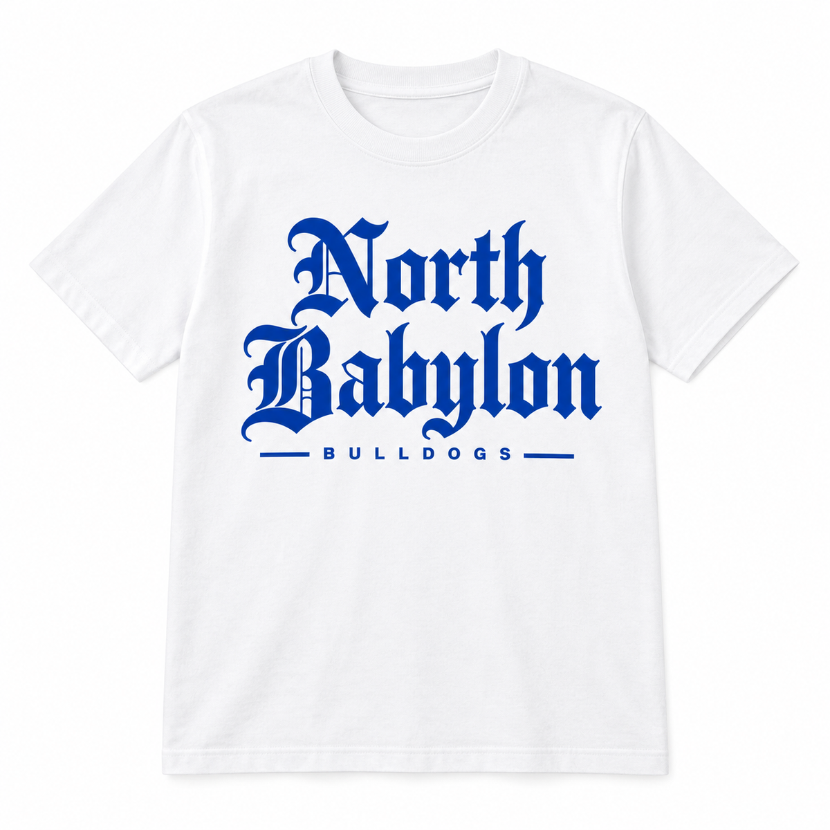 North Babylon Bulldogs Old English T-Shirt white