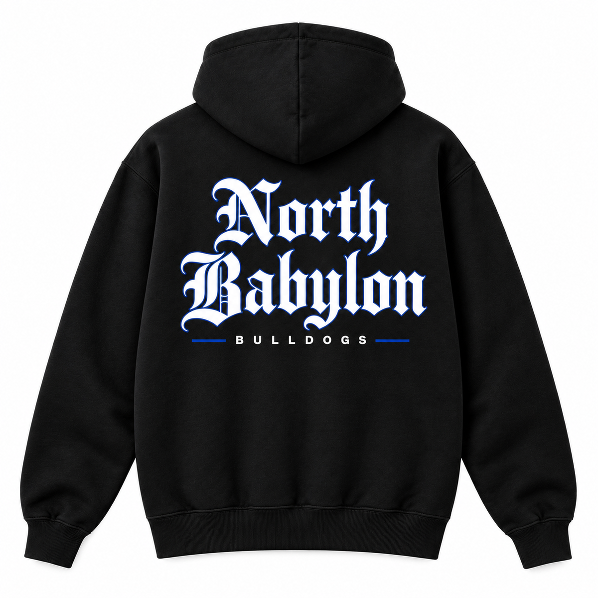 North Babylon Bulldogs Old English Zip-Up Hoodie back