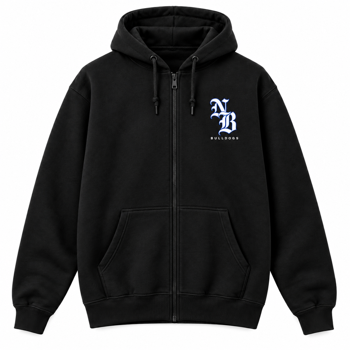 North Babylon Bulldogs Old English Zip-Up Hoodie black