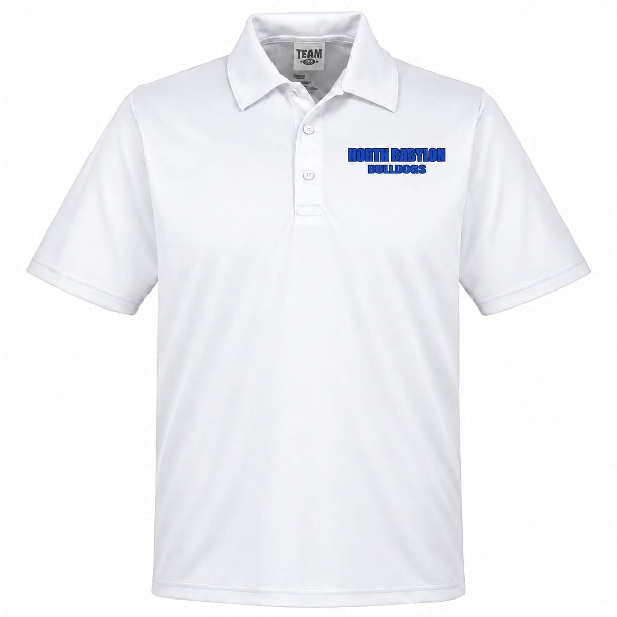 North Babylon Performance Polo in White, front view