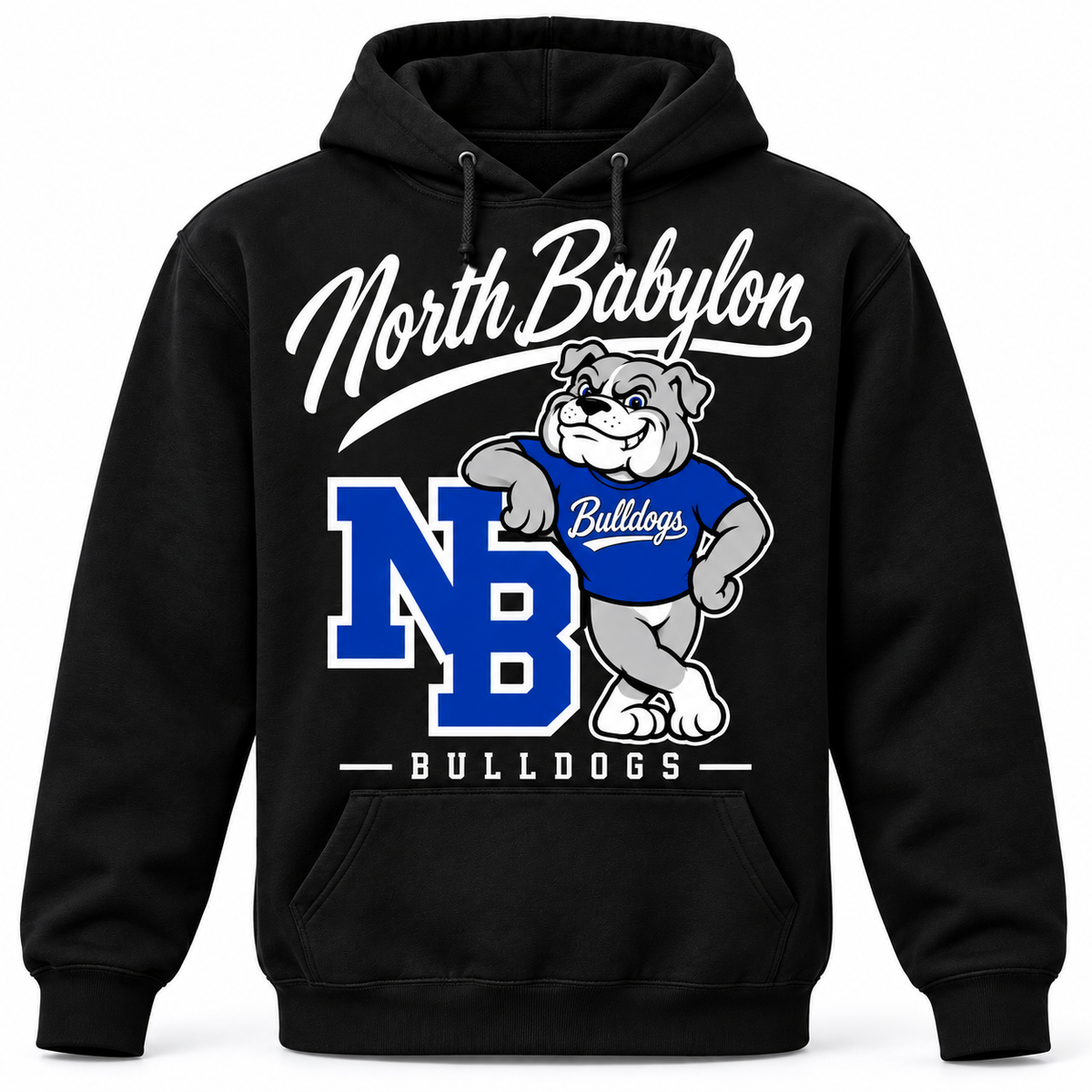 North Babylon Retro Bulldogs Heritage Hoodie — Black