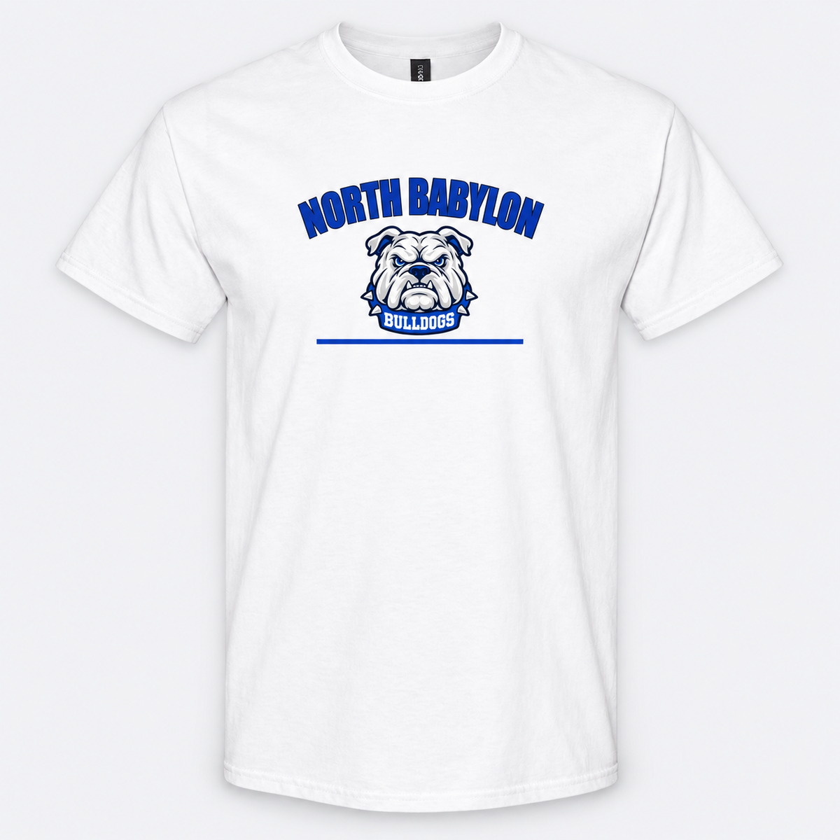 North Babylon Signature Bulldog Graphic T-Shirt in White, front view