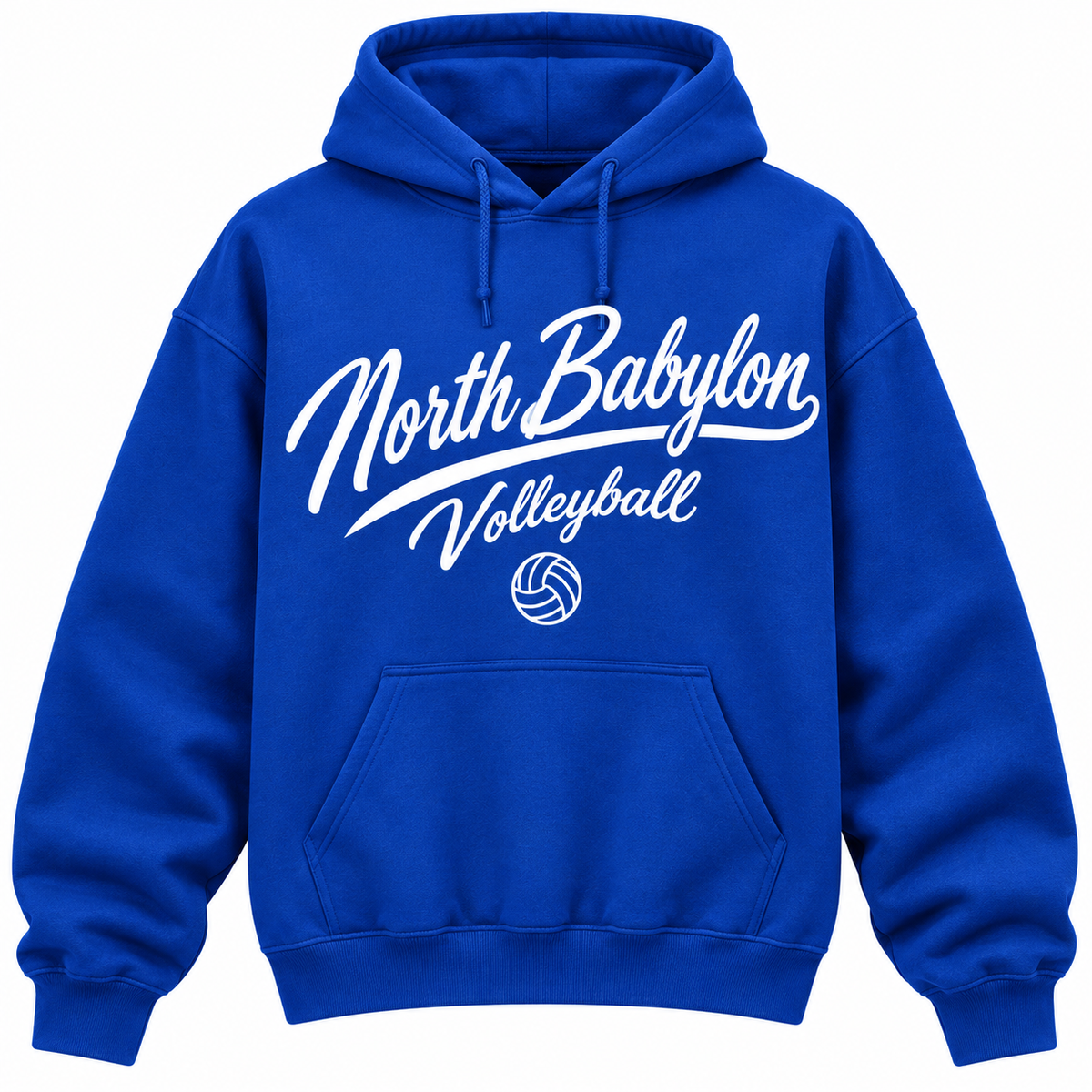 North Babylon Girls Volleyball Script Hoodie — Royal Blue