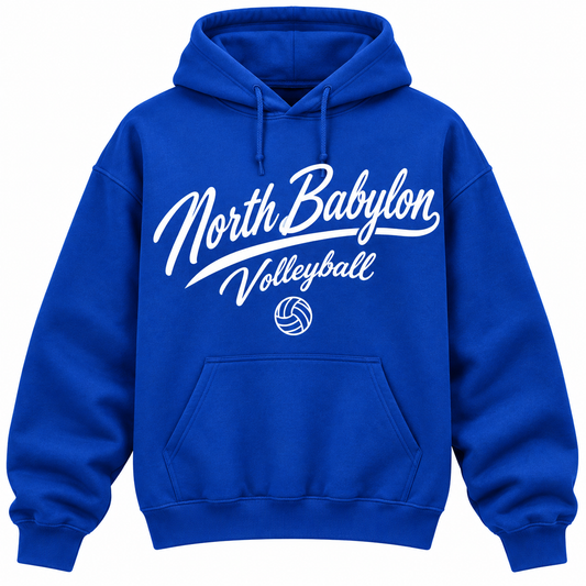 North Babylon Girls Volleyball Script Hoodie — Royal Blue