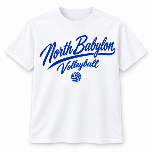 North Babylon Girls Volleyball Script T-Shirt — White