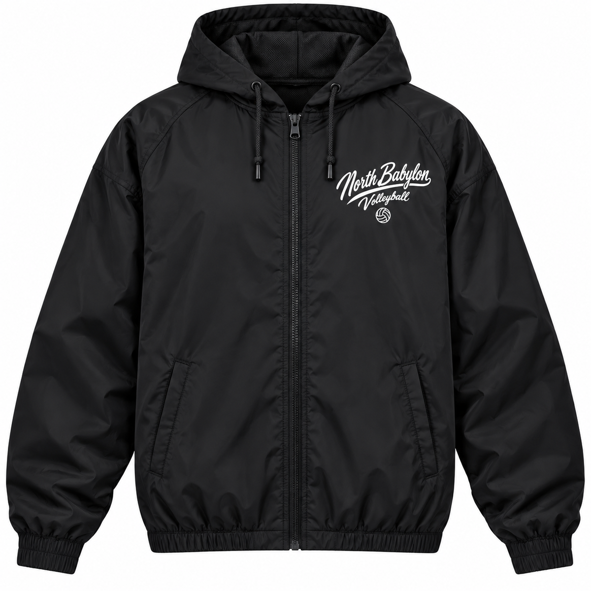 North Babylon Girls Volleyball Script Windbreaker — Black