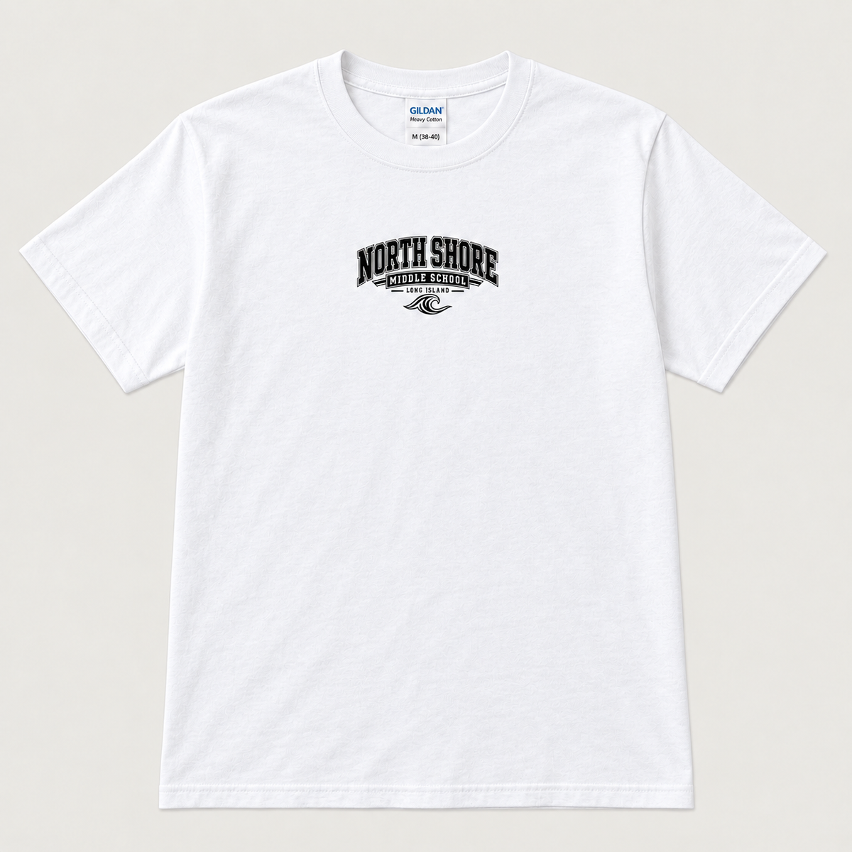 North Shore Middle School Varsity Wave student tee, White adult; adult fit digital mockup