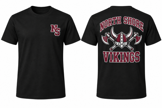NORTH SHORE VIKINGS black tee front and back