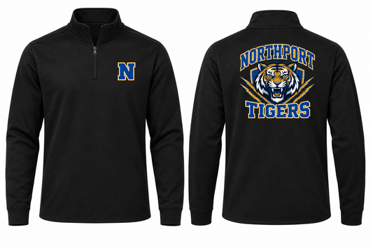 Northport Tigers Varsity Quarter-Zip — Black front and back