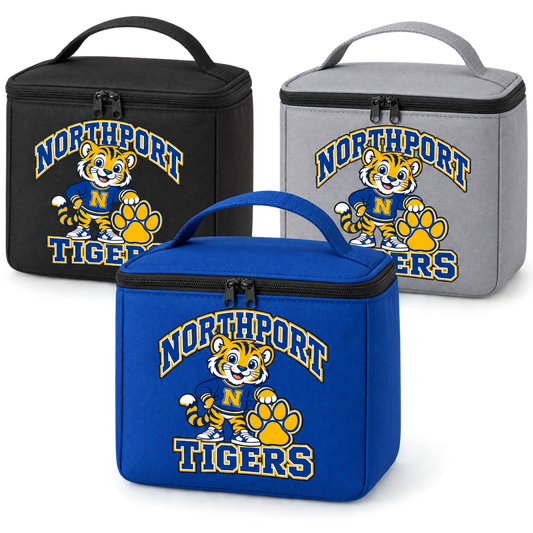 Northport Little Tigers Insulated Lunch Cooler Bag — three color choices, digital mockup