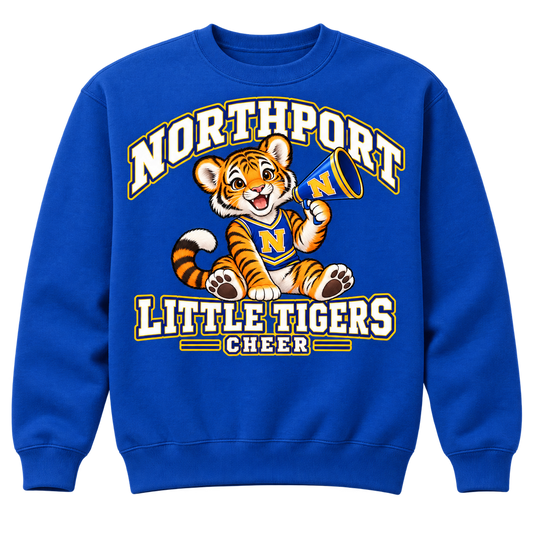 Northport Little Tigers Cheer Adult Crewneck Sweatshirt — Royal