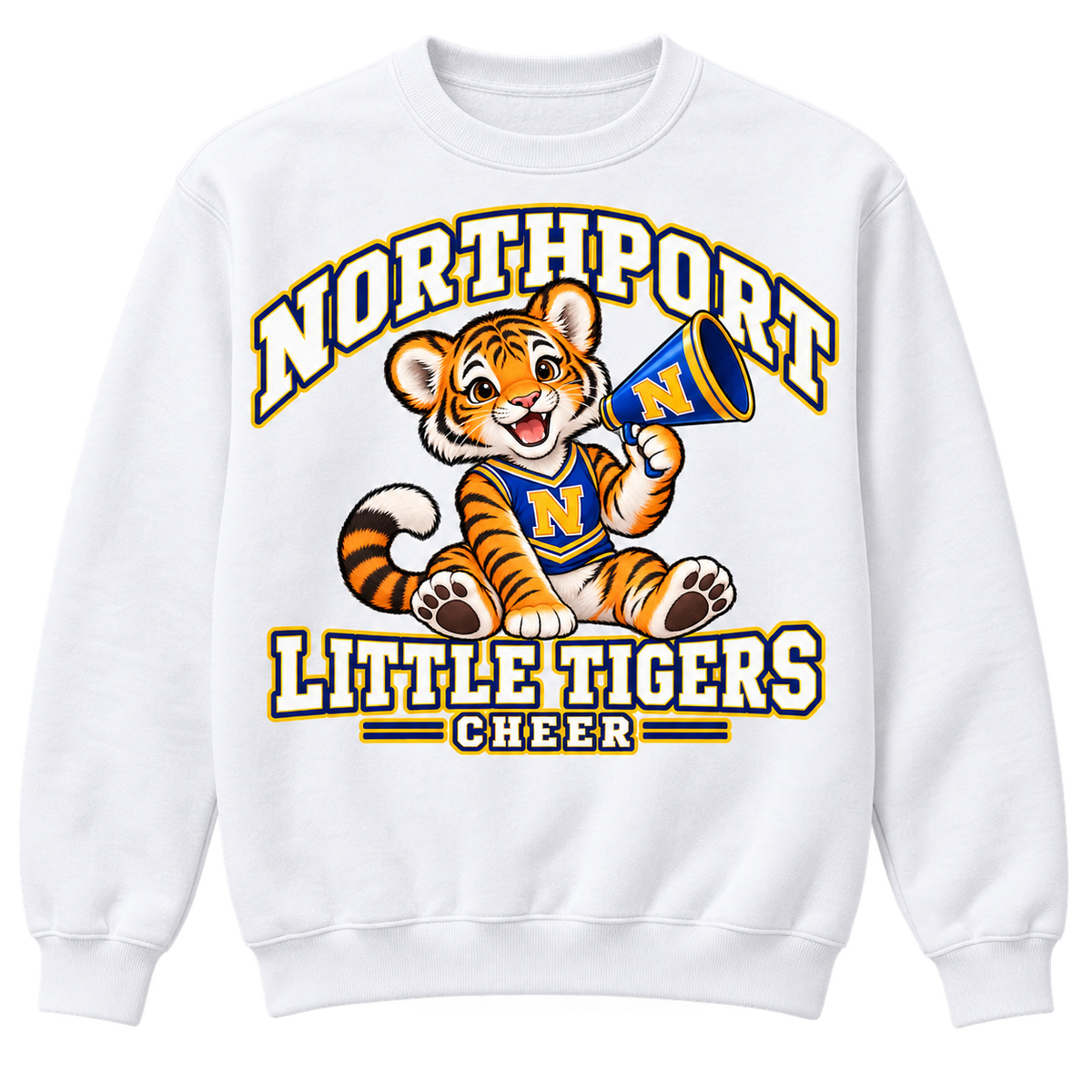 Northport Little Tigers Cheer Adult Crewneck Sweatshirt — White