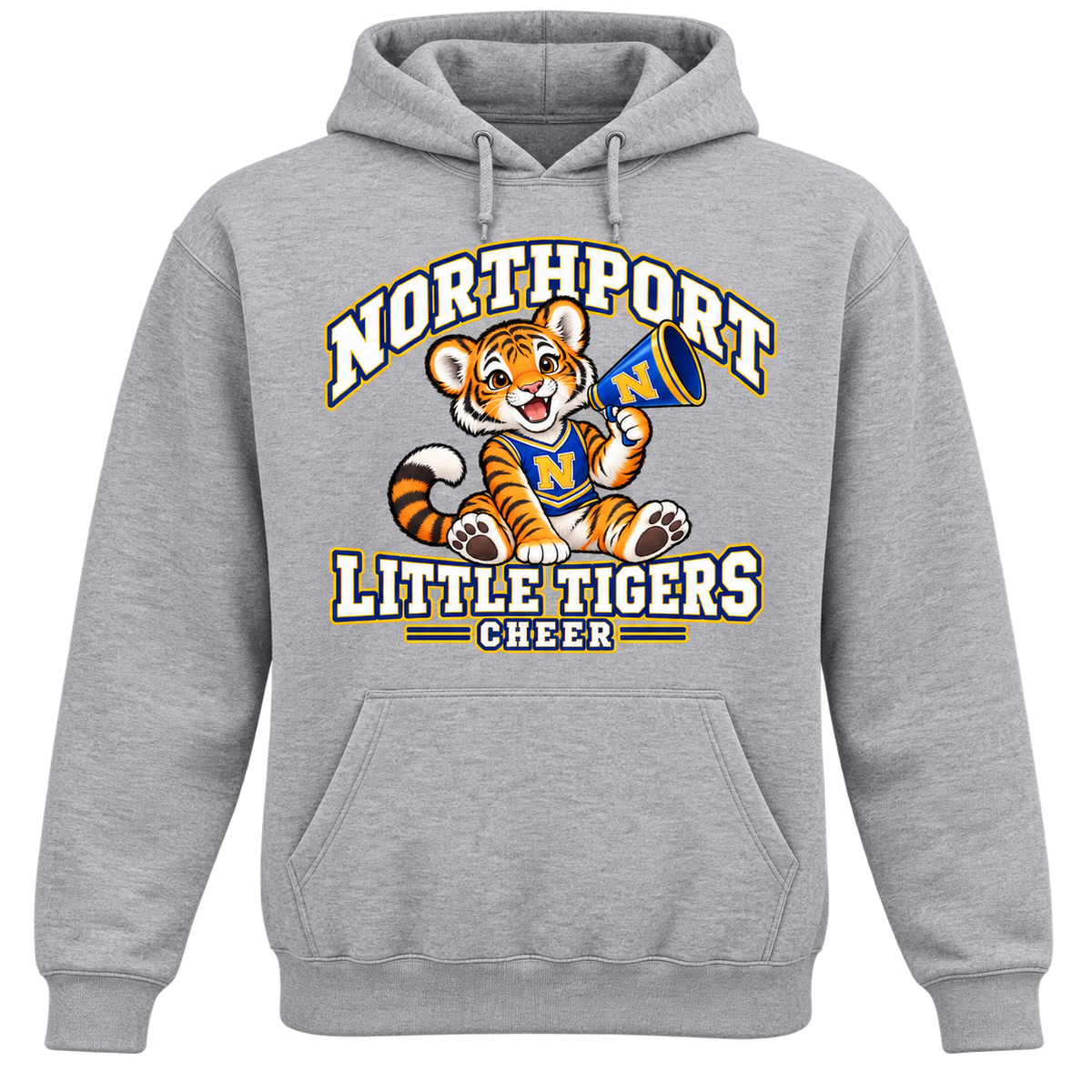 Northport Little Tigers Cheer Adult Pullover Hoodie — Heather Gray