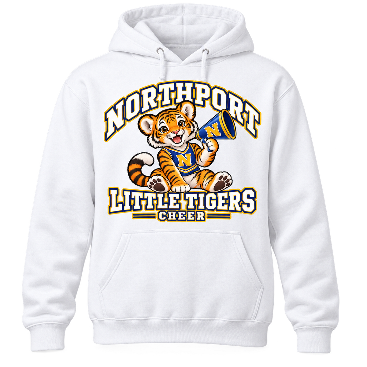 Northport Little Tigers Cheer Adult Pullover Hoodie — White