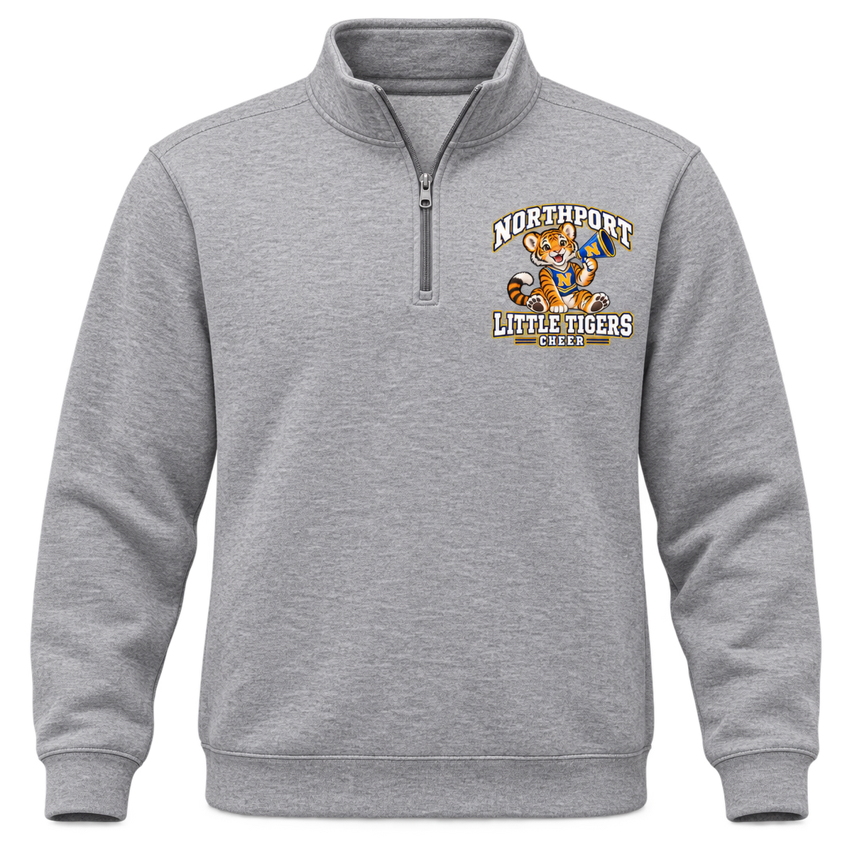 Northport Little Tigers Cheer Adult Quarter-Zip Pullover — Heather Gray