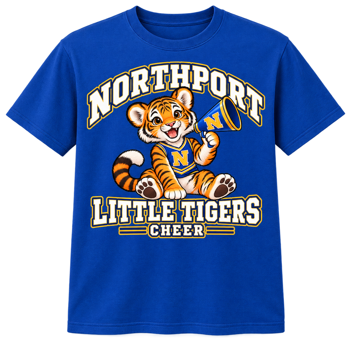 Northport Little Tigers Cheer Adult T-Shirt — Royal