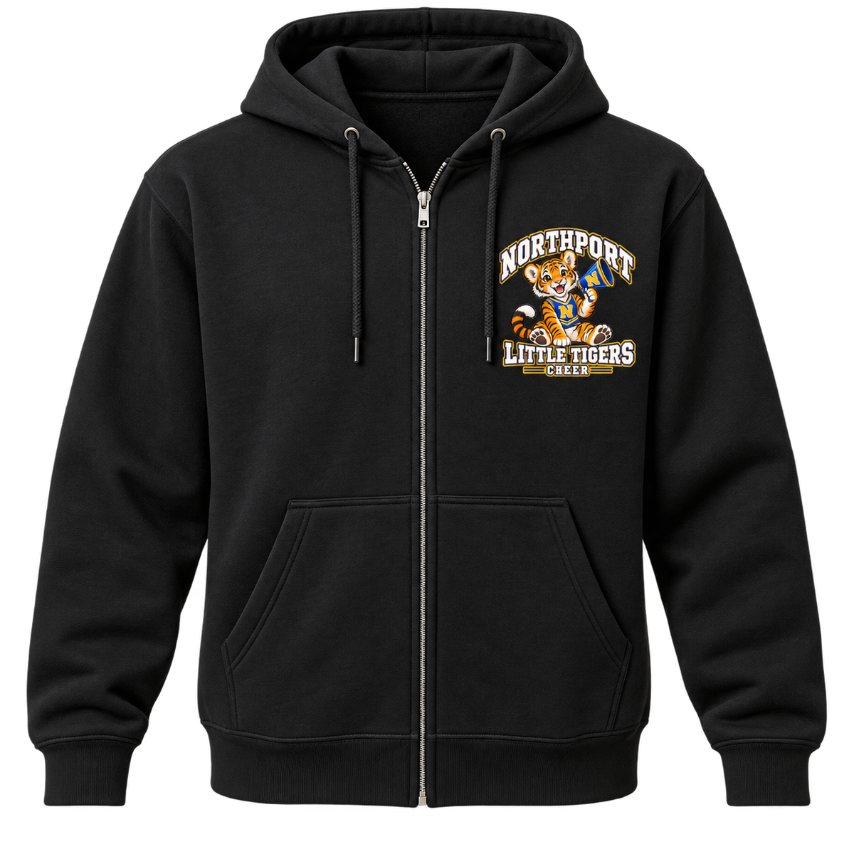 Northport Little Tigers Cheer Adult Full-Zip Hoodie — Black