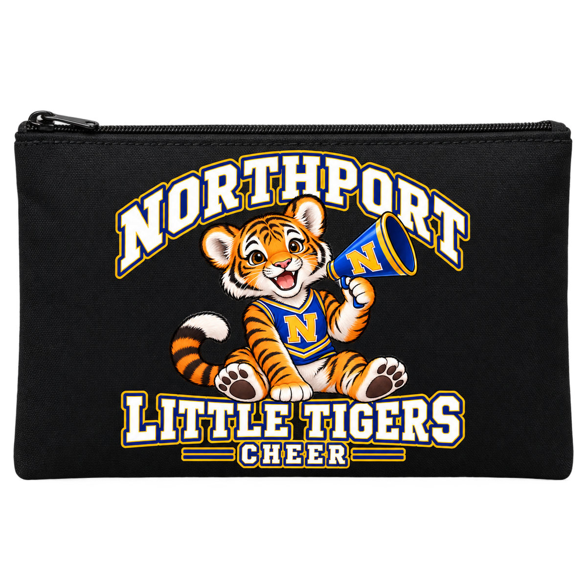 Northport Little Tigers Cheer Pencil Pouch — Black