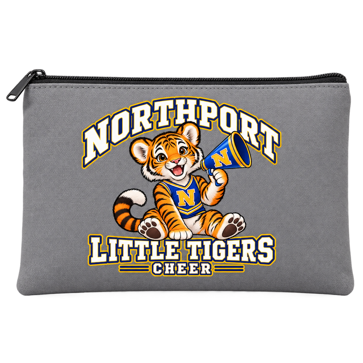 Northport Little Tigers Cheer Pencil Pouch — Gray