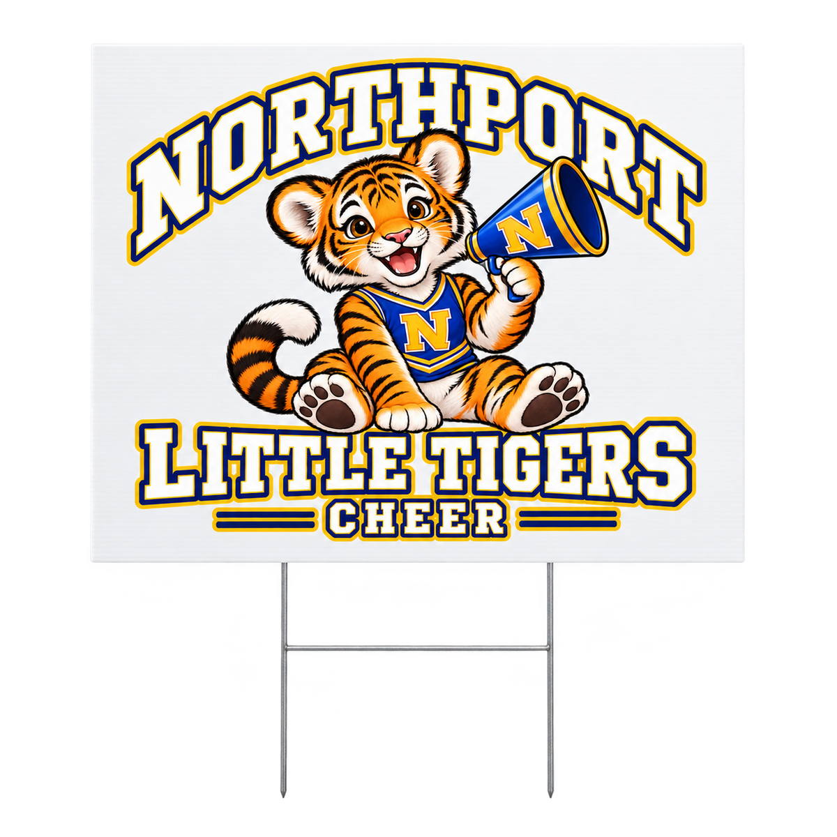Northport Little Tigers Cheer Yard Sign — White