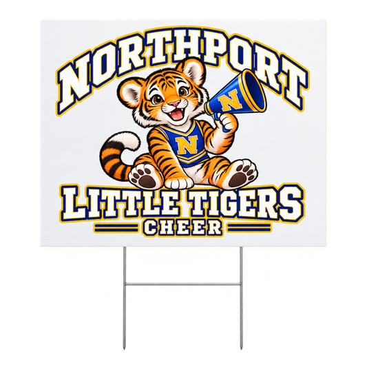 Northport Little Tigers Cheer Yard Sign — White